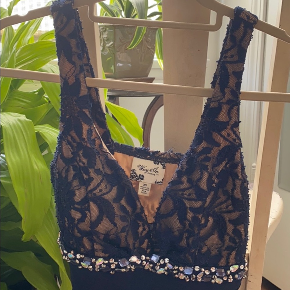 Mini Navy Jeweled Dress